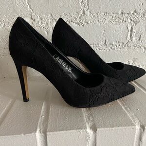 Brooks Brothers Black Lace Pumps / stiletto heels